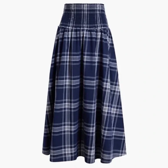 Hill House Blue and White Plaid Maxi Skirt - Picture 4 of 6